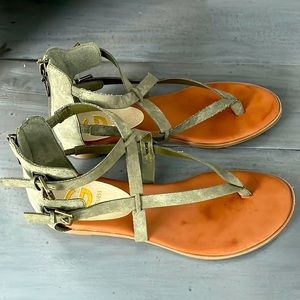 Olive green strappy G by Guess gladiator sandals